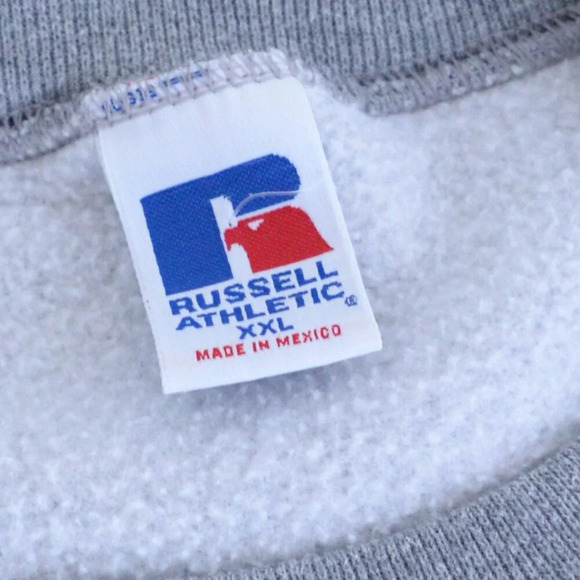 VTG Russell Athletic York Football 1001 Embroidered Gray Crew Neck Sweater XXL - Picture 4 of 9